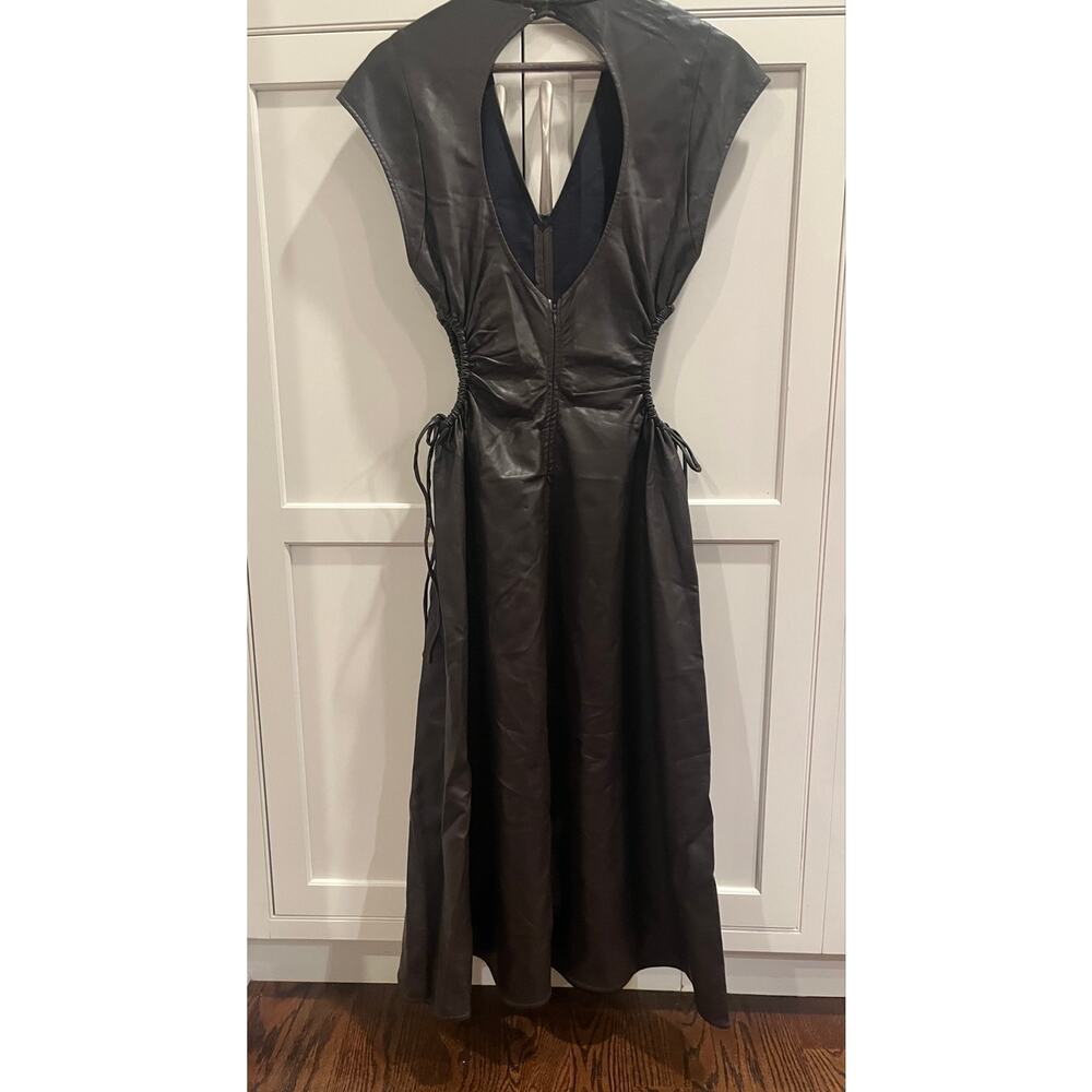 ASTR the Label Miranda Vegan Leather Midi Dress Dark Brown Cutout Sz. S NWOT - Picture 5 of 10